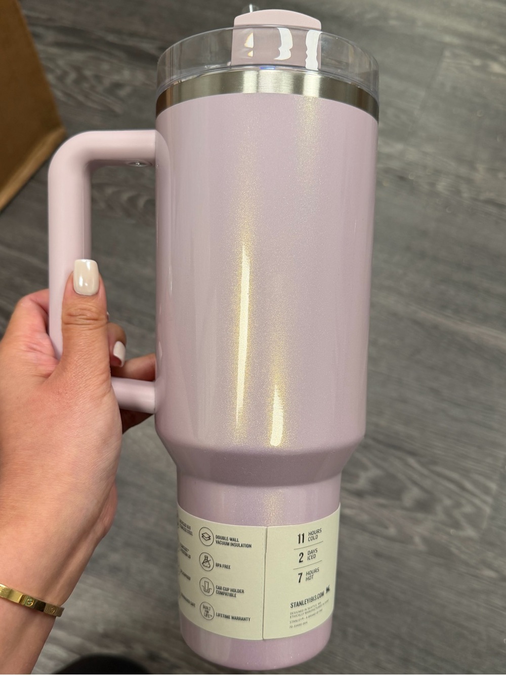 Stanley Iridescent Light Pink Travel Tumbler with Handle - Picture 3 of 5